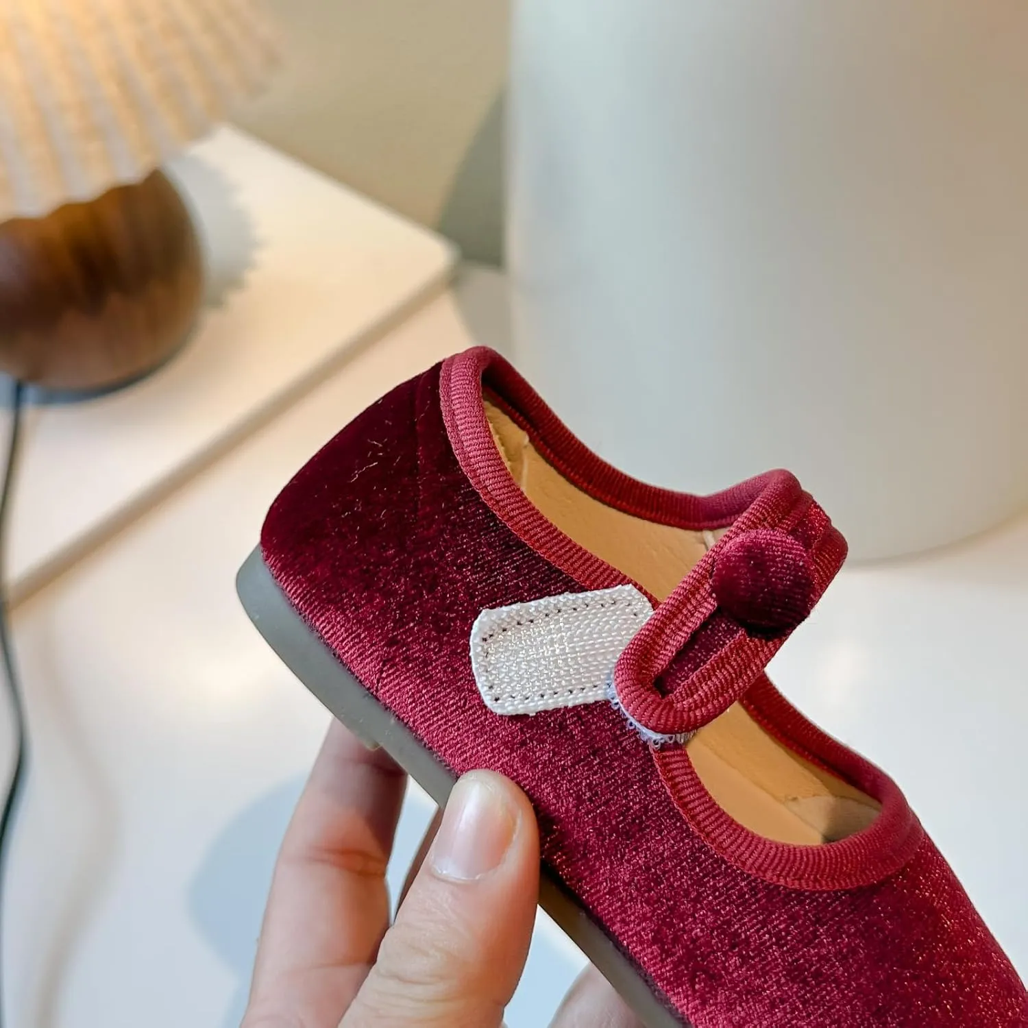 Toddler Mary Jane Shoes, Velvet Ballet Flats, Black and Burgundy, 2-Pack