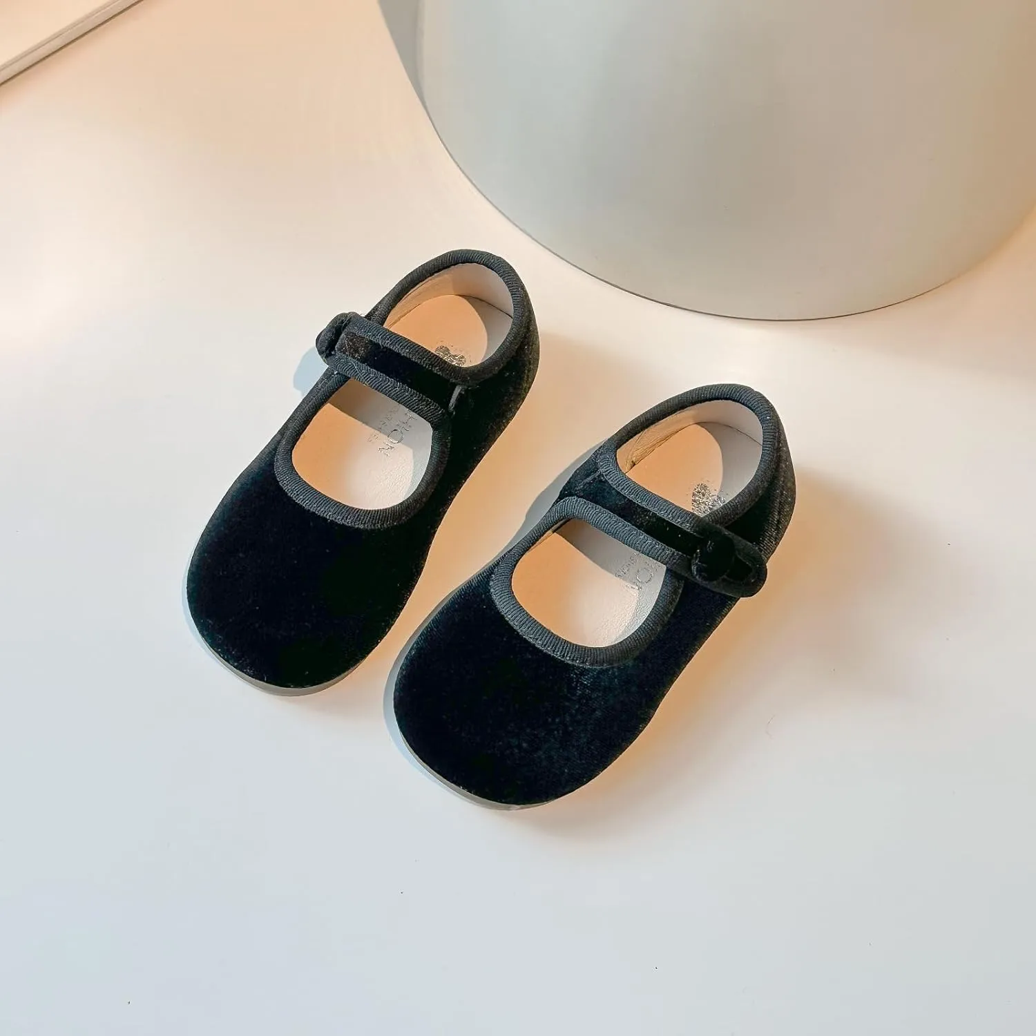 Toddler Mary Jane Shoes, Velvet Ballet Flats, Black and Burgundy, 2-Pack