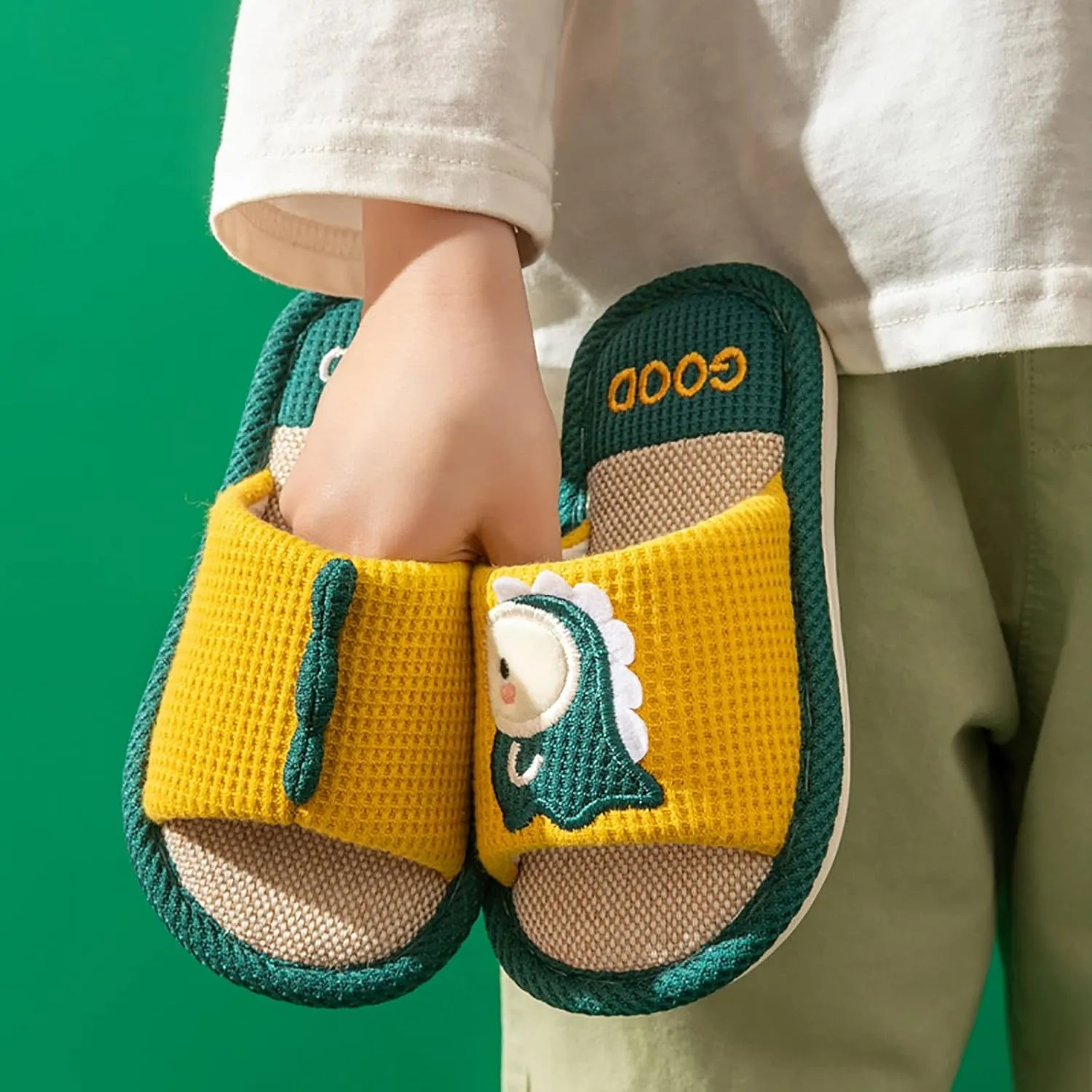 Toddler Shoes Girls Open Toe Home Slippers Cute Dinosaur House Slippers Kids Cotton Lined Winter Shoes Boys