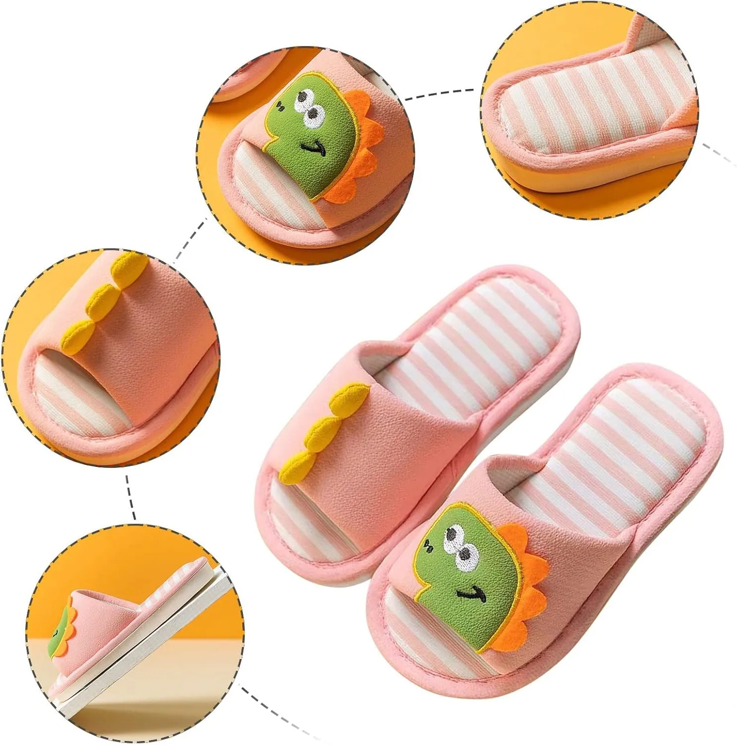 Toddler Shoes Girls Open Toe Home Slippers Cute Dinosaur House Slippers Kids Cotton Lined Winter Shoes Boys