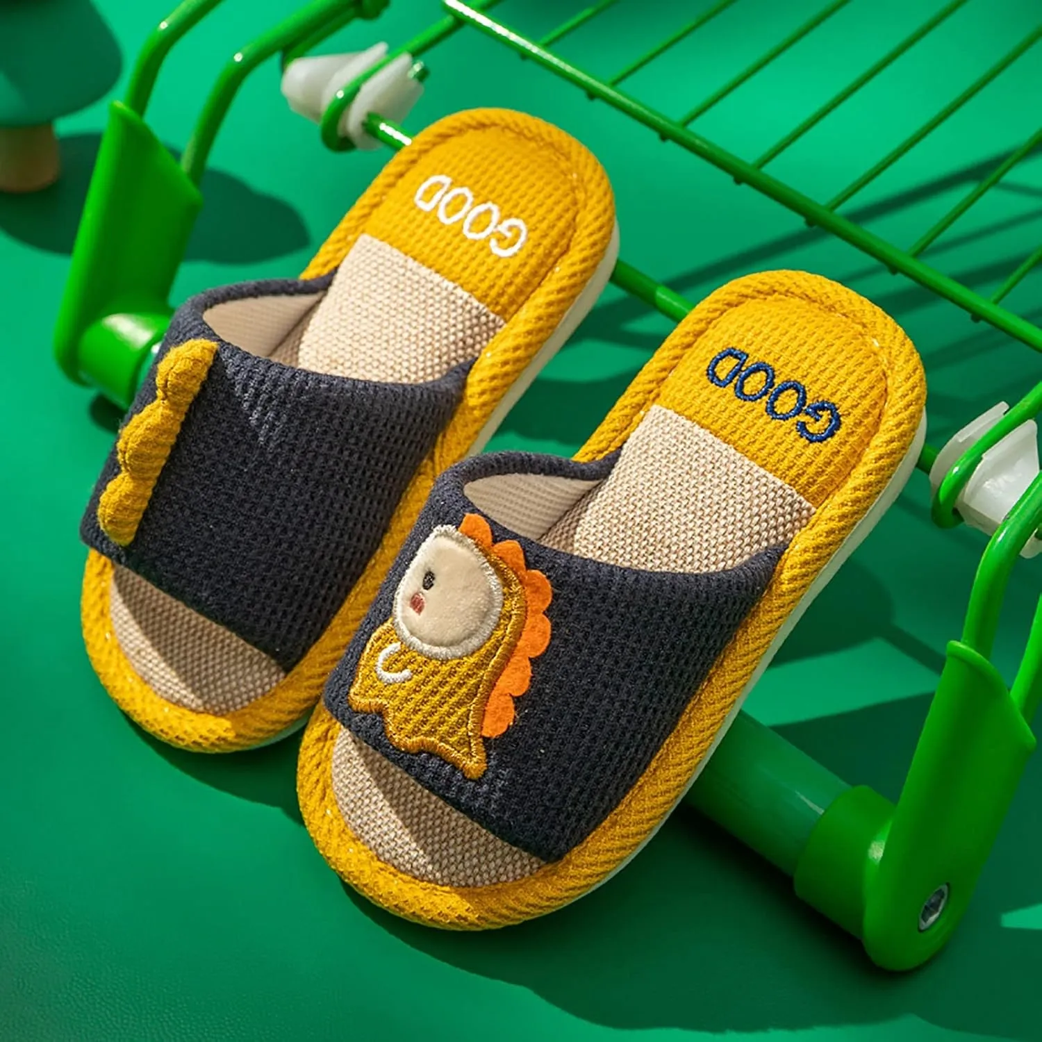 Toddler Shoes Girls Open Toe Home Slippers Cute Dinosaur House Slippers Kids Cotton Lined Winter Shoes Boys