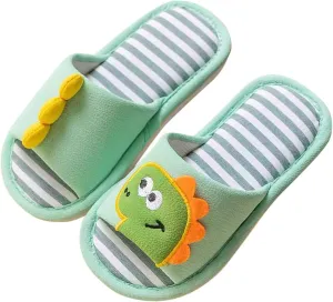 Toddler Shoes Girls Open Toe Home Slippers Cute Dinosaur House Slippers Kids Cotton Lined Winter Shoes Boys