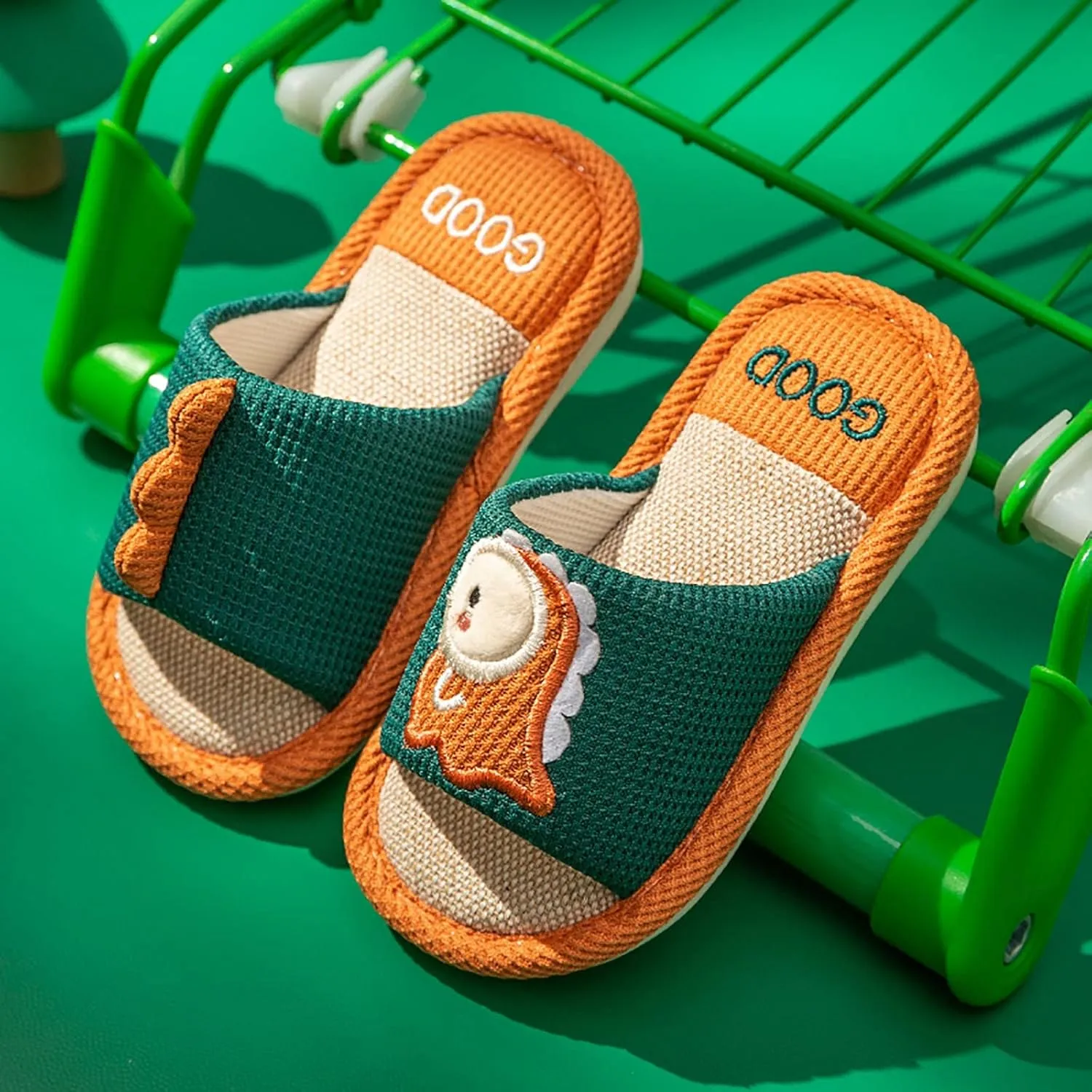 Toddler Shoes Girls Open Toe Home Slippers Cute Dinosaur House Slippers Kids Cotton Lined Winter Shoes Boys