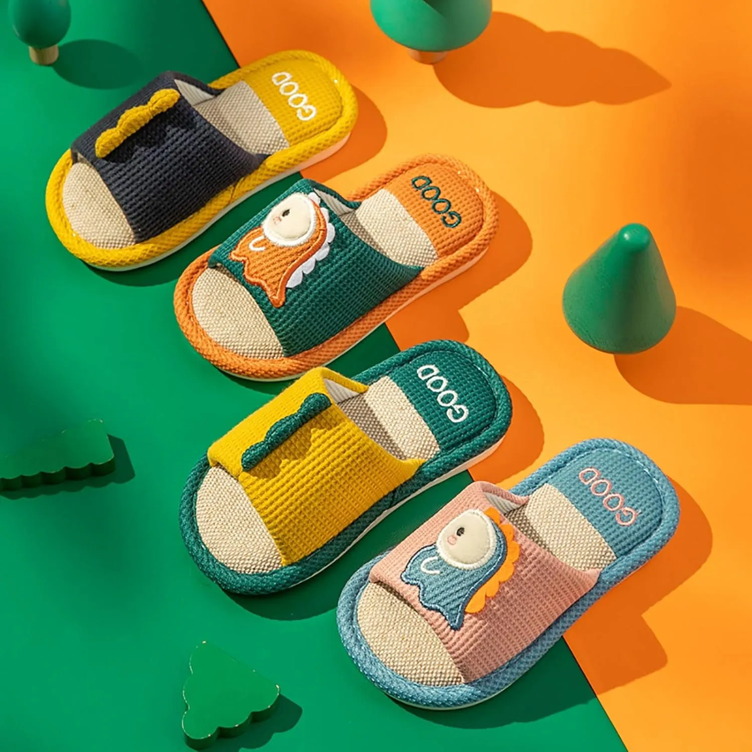 Toddler Shoes Girls Open Toe Home Slippers Cute Dinosaur House Slippers Kids Cotton Lined Winter Shoes Boys