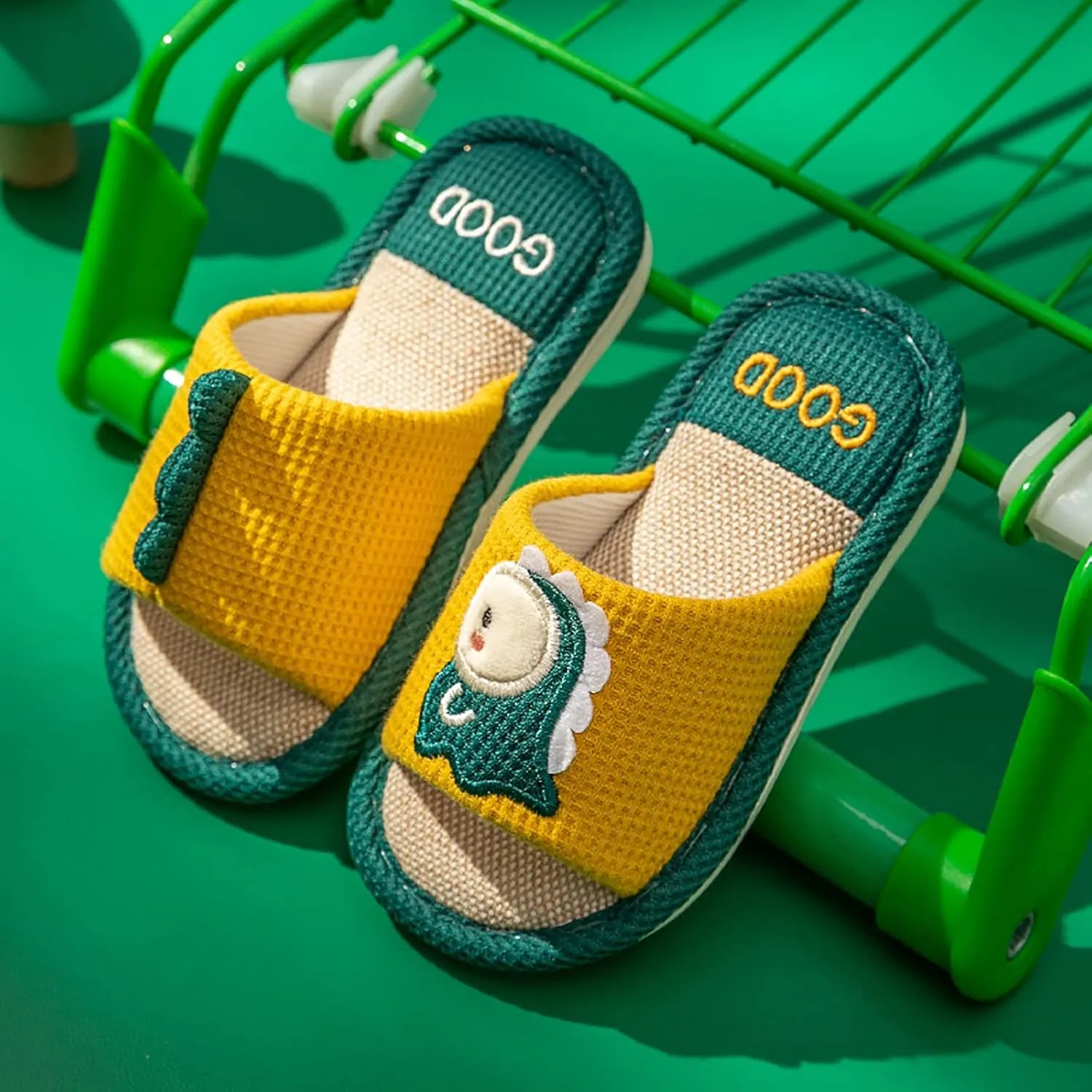 Toddler Shoes Girls Open Toe Home Slippers Cute Dinosaur House Slippers Kids Cotton Lined Winter Shoes Boys