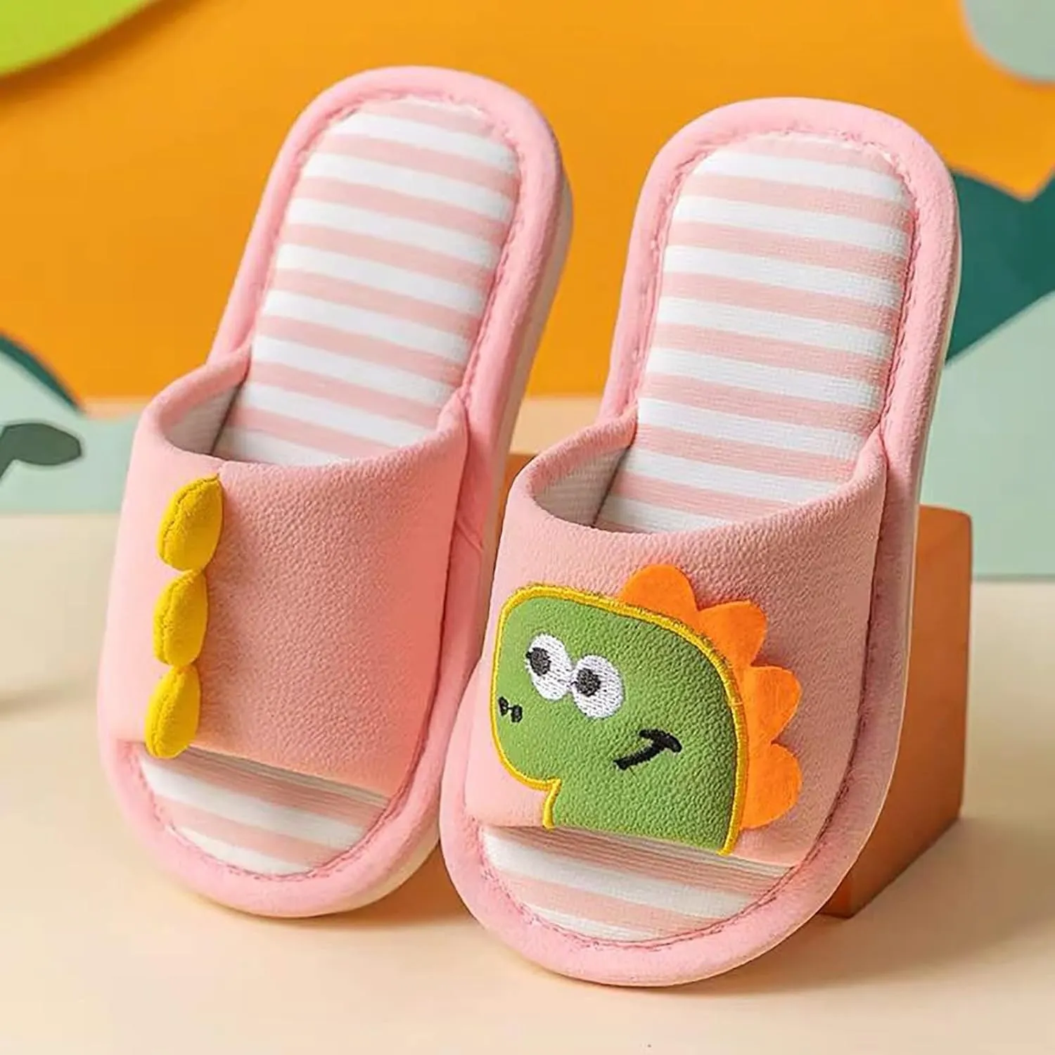 Toddler Shoes Girls Open Toe Home Slippers Cute Dinosaur House Slippers Kids Cotton Lined Winter Shoes Boys