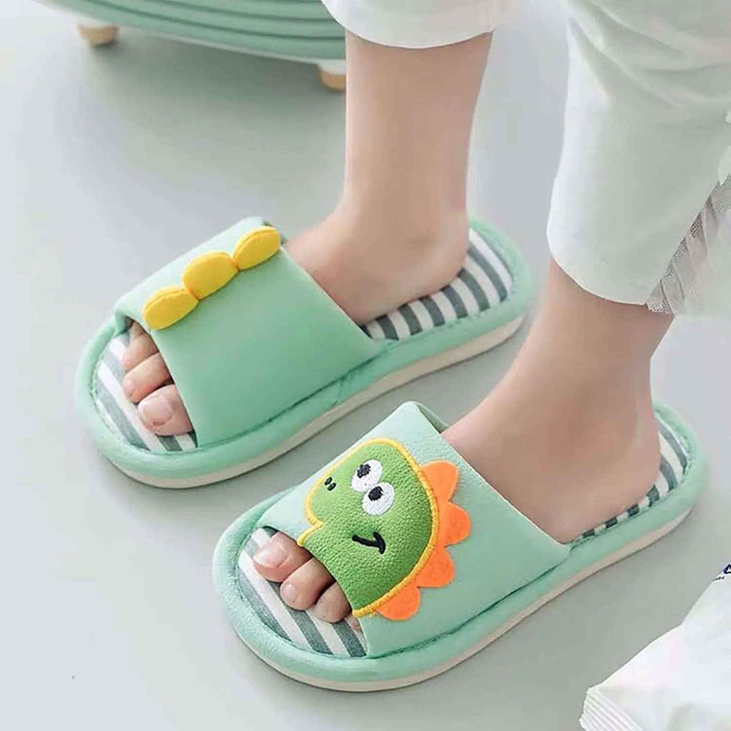 Toddler Shoes Girls Open Toe Home Slippers Cute Dinosaur House Slippers Kids Cotton Lined Winter Shoes Boys
