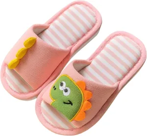 Toddler Shoes Girls Open Toe Home Slippers Cute Dinosaur House Slippers Kids Cotton Lined Winter Shoes Boys