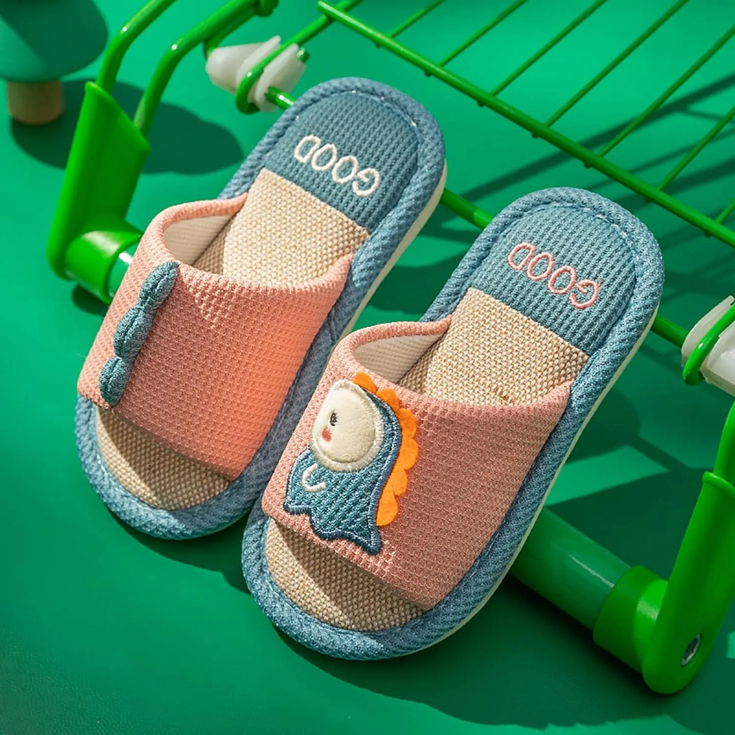 Toddler Shoes Girls Open Toe Home Slippers Cute Dinosaur House Slippers Kids Cotton Lined Winter Shoes Boys