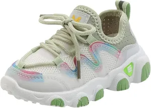 Toddler Sneakers 1-6 Years Kids Baby Girls Sneakers Mesh Breathable Lace Up Soft Shoes Black Sneakers
