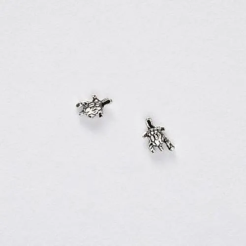 Turtle Silver Earrings On Designer Card by Crumble and Core