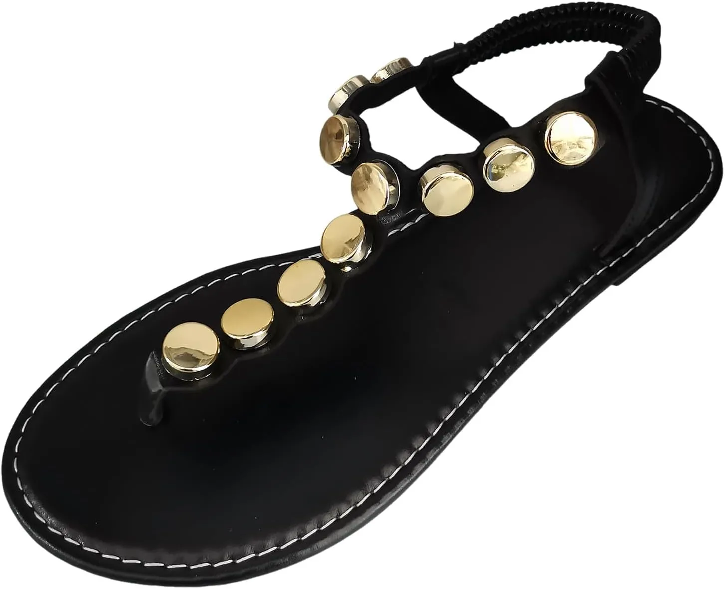Vegan Leather Flat Sandals Women's Clip Toe Summer Flats, Elastic Ankle Strap Non-Slip Beach Flip Flops Sandal Casual Dressy Thong Sandal 2025
