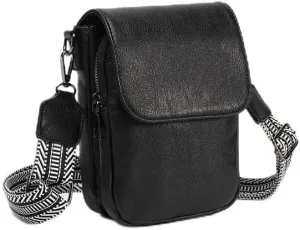 Vegan Leather Small Crossbody Bags for Women Cell Phone Bag Wallet Purses Adjustable Wild Strap Black