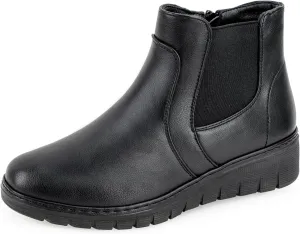 VJH confort Womens Ankle Boots, Comfort Round Toe Lightweight Wedge Chelsea Booties with Arch Support