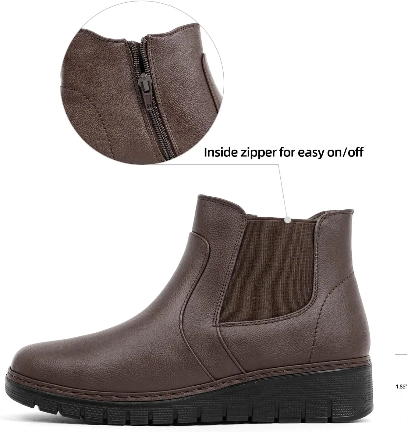 VJH confort Womens Ankle Boots, Comfort Round Toe Lightweight Wedge Chelsea Booties with Arch Support