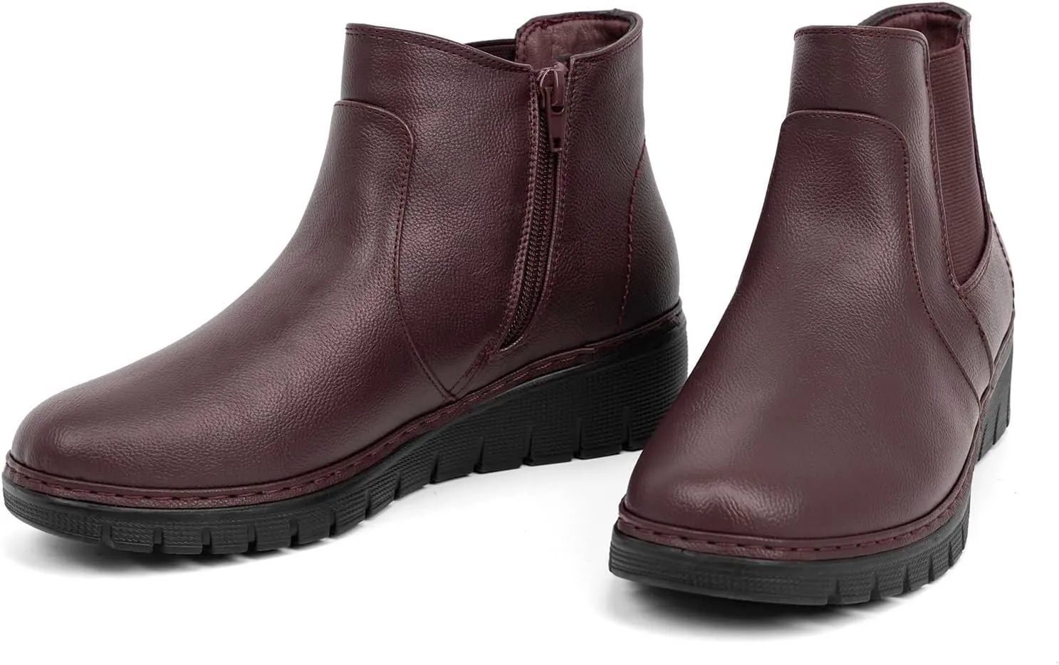 VJH confort Womens Ankle Boots, Comfort Round Toe Lightweight Wedge Chelsea Booties with Arch Support
