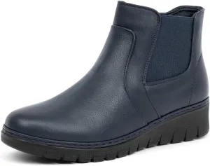 VJH confort Womens Ankle Boots, Comfort Round Toe Lightweight Wedge Chelsea Booties with Arch Support