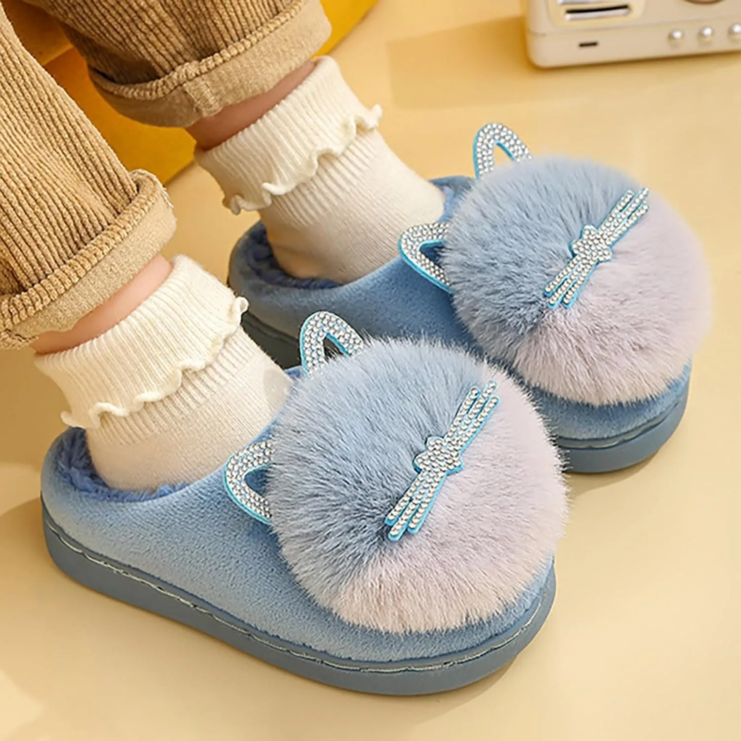 Winter Slippers for Boys Kids Children's Boys Girls Fashion Shoes Cartoon Plush Shoes Indoor Home Warm and Cute Cotton Slippers Youth Flip Flops