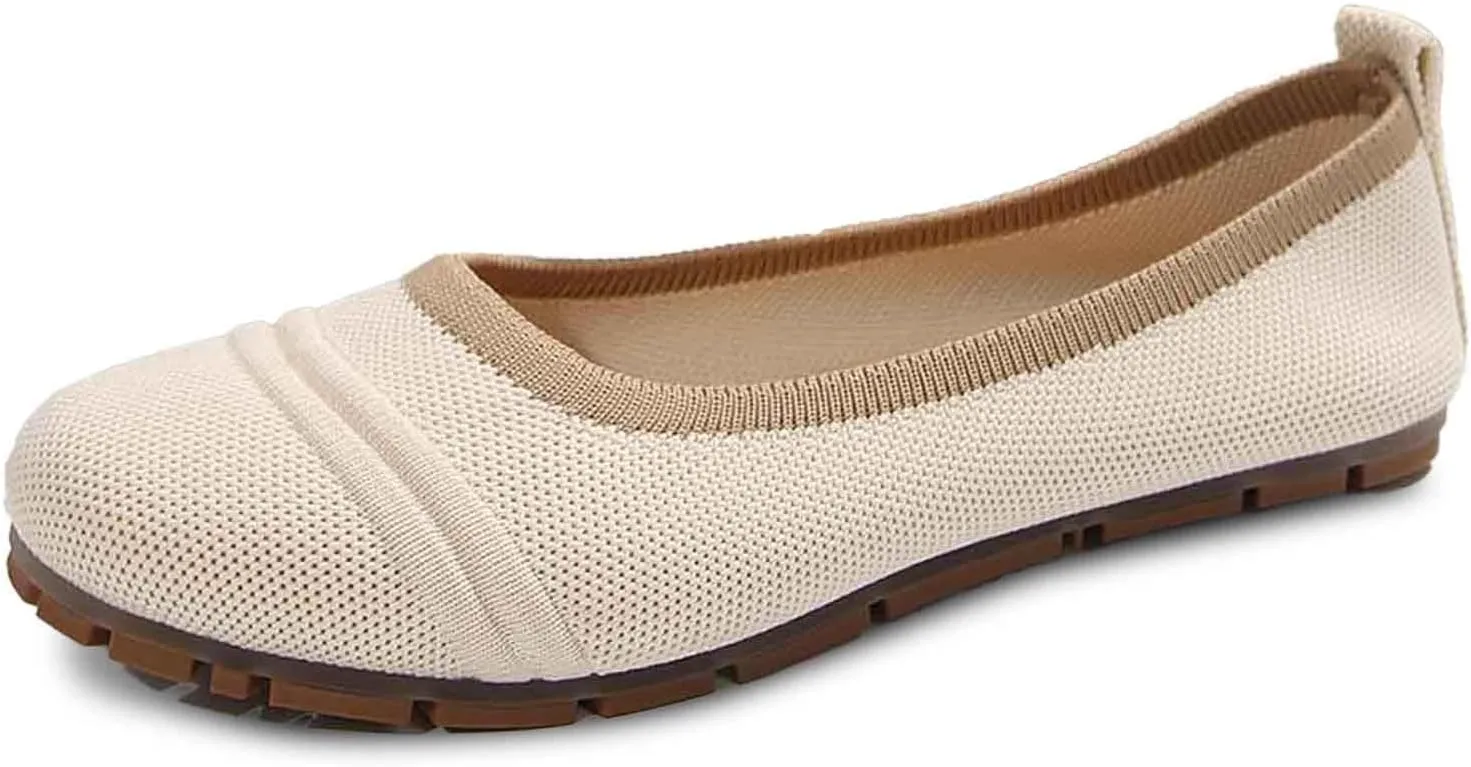 Women Casual Shoes Slip On Round Toe Comfortable Flat Ballet for Walking Work Dressy Everyday Wear