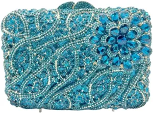 Women Flower Rhinestone Evening Bags Sparkling Crystal Wedding Clutch Party Diamond Purse Floral Formal Handbag