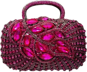 Women Sparkling Crystal Clutch Leaf Diamond Evening Bags Wedding Rhinestone Purse Party Cocktail Handbag