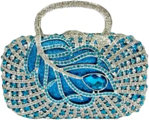Women Sparkling Crystal Clutch Leaf Diamond Evening Bags Wedding Rhinestone Purse Party Cocktail Handbag