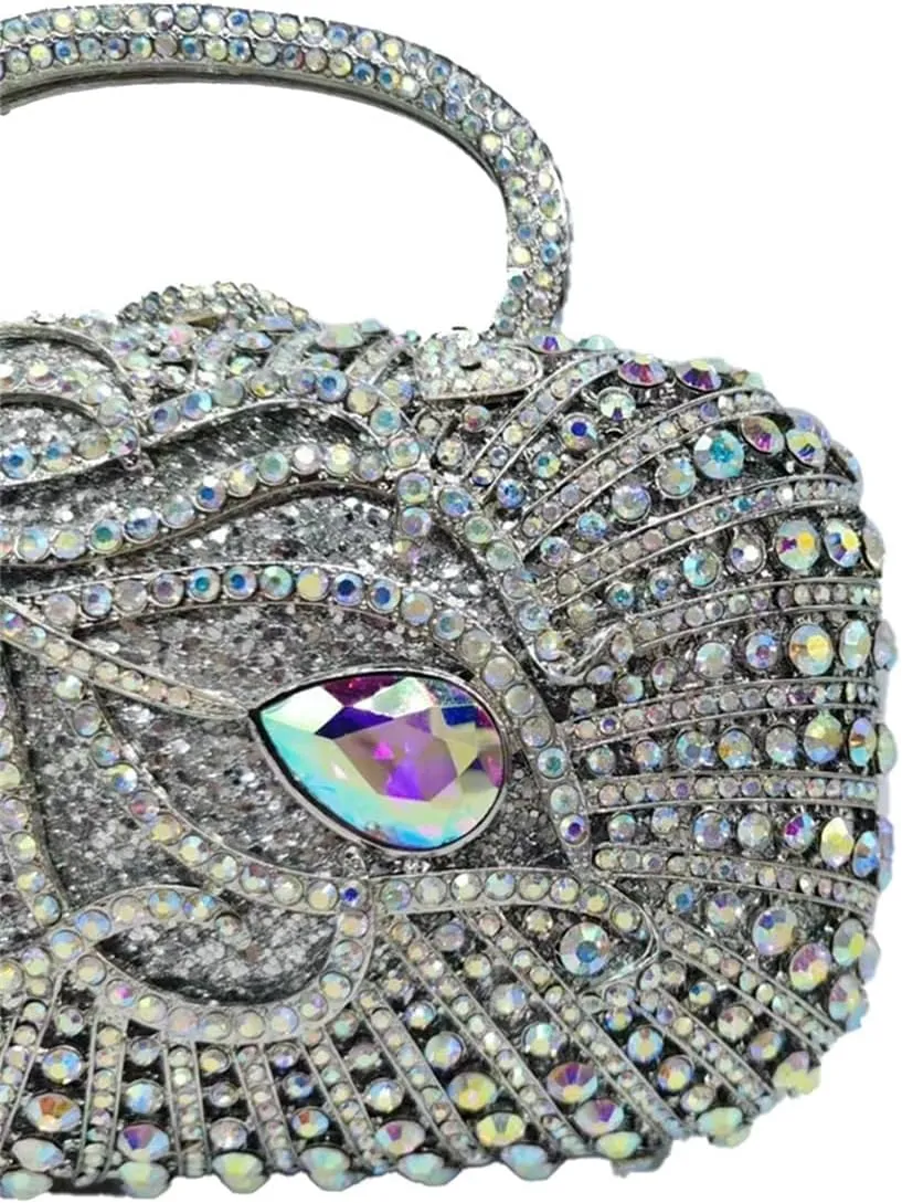 Women Sparkling Crystal Clutch Leaf Diamond Evening Bags Wedding Rhinestone Purse Party Cocktail Handbag