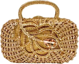 Women Sparkling Crystal Clutch Leaf Diamond Evening Bags Wedding Rhinestone Purse Party Cocktail Handbag