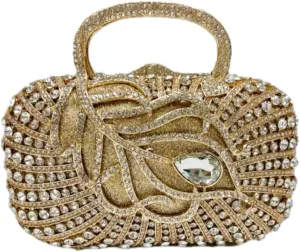 Women Sparkling Crystal Clutch Leaf Diamond Evening Bags Wedding Rhinestone Purse Party Cocktail Handbag
