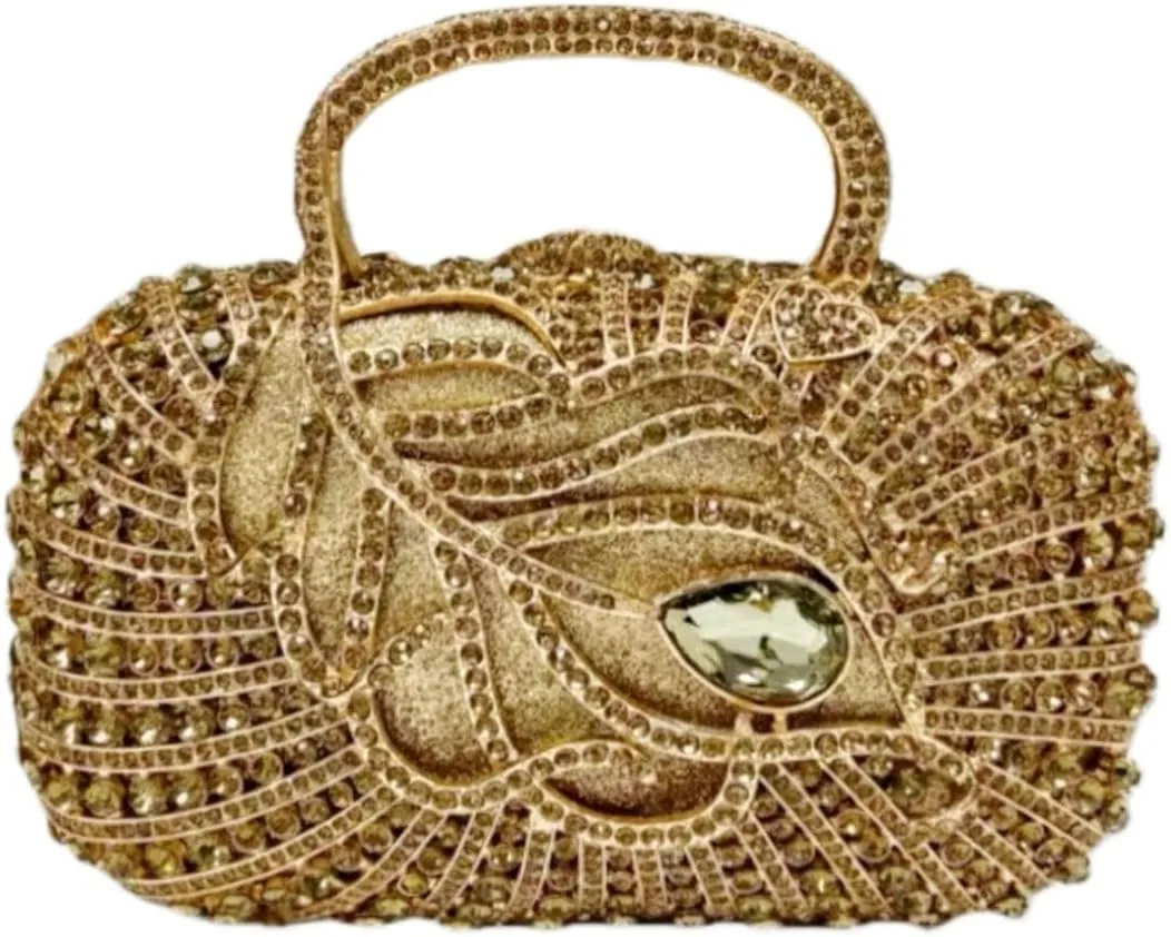 Women Sparkling Crystal Clutch Leaf Diamond Evening Bags Wedding Rhinestone Purse Party Cocktail Handbag
