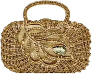 Women Sparkling Crystal Clutch Leaf Diamond Evening Bags Wedding Rhinestone Purse Party Cocktail Handbag