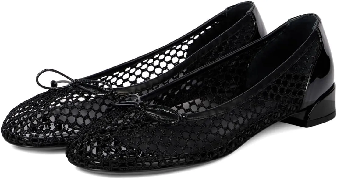 Women Unique Bowknot Round Toe Mesh Flats Slip on Low Heel Comfortable Pumps for Daily Dress Size 4-16 US