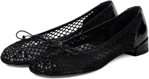 Women Unique Bowknot Round Toe Mesh Flats Slip on Low Heel Comfortable Pumps for Daily Dress Size 4-16 US