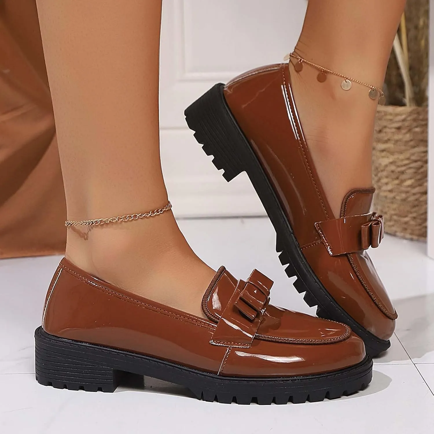 Women's Casual Slip On Loafers Round Toe Low Heel Dress Shoes Comfortable Everyday Wear for Spring Summer