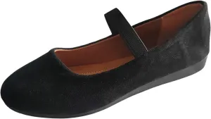 Women's Comfortable Slip On Flat Shoes Casual Leather Closed Toe Ballerina Loafers for Daily Wear with Elastic