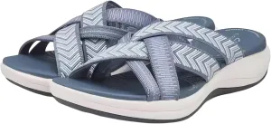 Women's Flat Slide Sandal Arch Support Comfort Orthotic Plantar Fasciitis Cushion Soft Slip On Platform Sandals Open Toe Yoga Mat Slipper for Women Summer Beach Walking