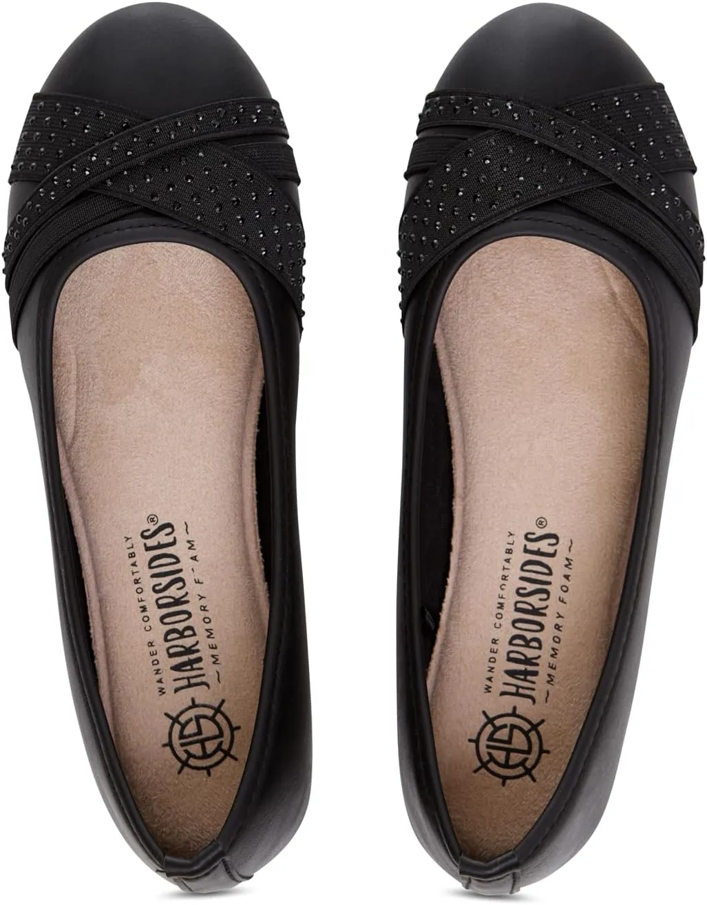Womens Flats  Comfortable Vegan Slip-On Shoes with Memory Foam, Breathable Medium & Wide Sizes 6-10 Black
