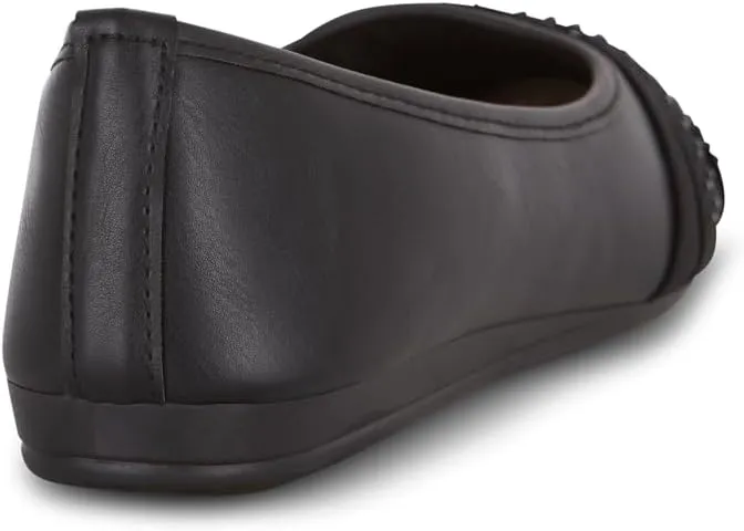 Womens Flats  Comfortable Vegan Slip-On Shoes with Memory Foam, Breathable Medium & Wide Sizes 6-10 Black