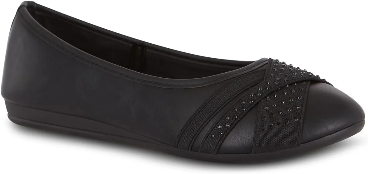 Womens Flats  Comfortable Vegan Slip-On Shoes with Memory Foam, Breathable Medium & Wide Sizes 6-10 Black