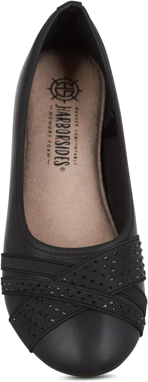 Womens Flats  Comfortable Vegan Slip-On Shoes with Memory Foam, Breathable Medium & Wide Sizes 6-10 Black