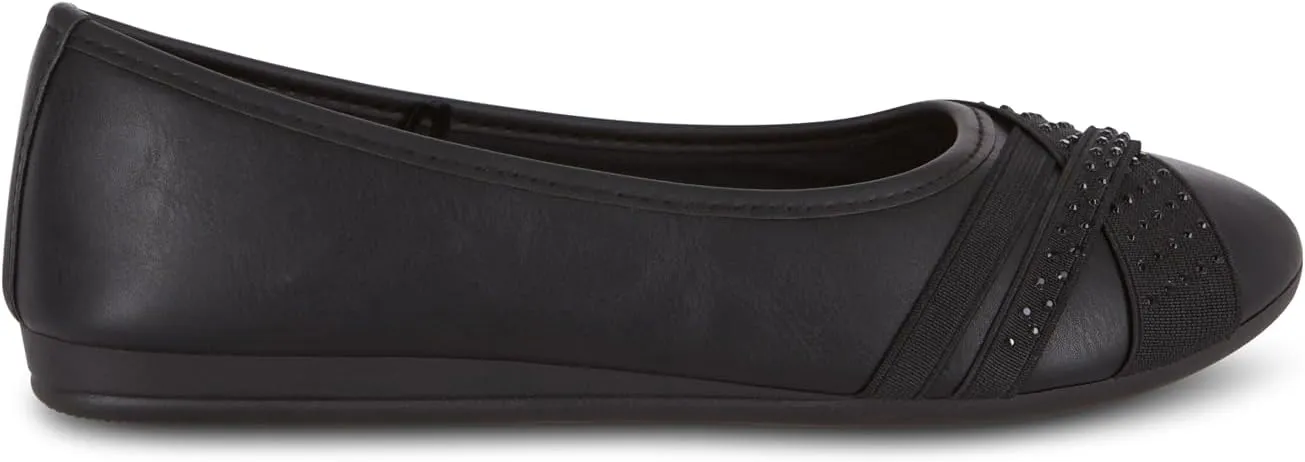 Womens Flats  Comfortable Vegan Slip-On Shoes with Memory Foam, Breathable Medium & Wide Sizes 6-10 Black
