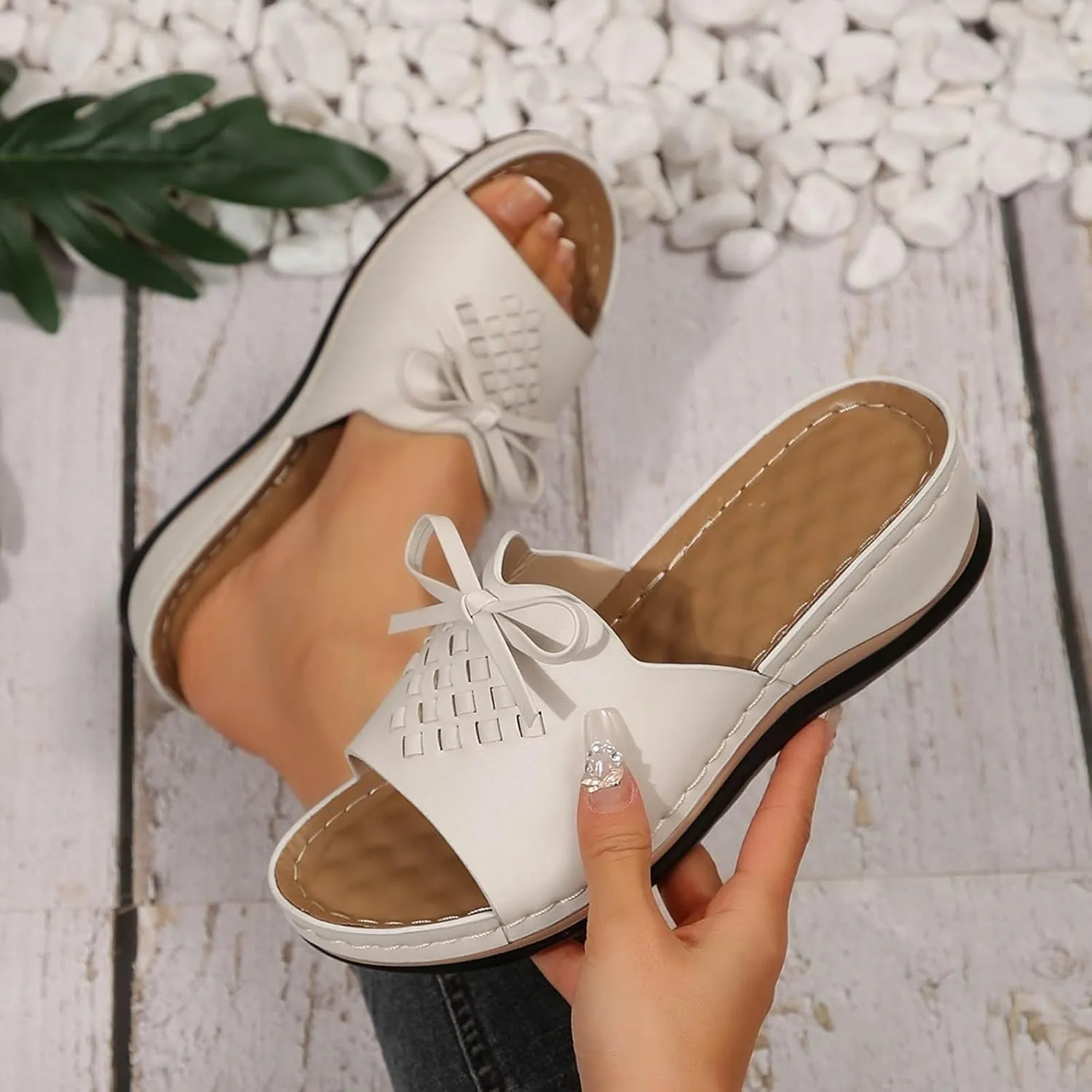Womens Sandals Flower Open Toe Wedge Sandals Casual Platforms Heeled Bohemia Comfortable Summer Slippers Size 8