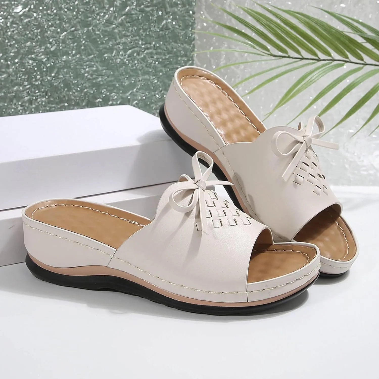 Womens Sandals Flower Open Toe Wedge Sandals Casual Platforms Heeled Bohemia Comfortable Summer Slippers Size 8