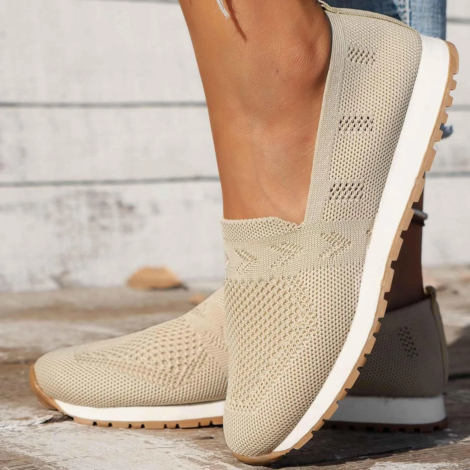 Women's Slip On Travel Soft Sole Comfortable Shoes Outdoor Solid Mesh Fashion Business Casual Shoes for Women Wedges