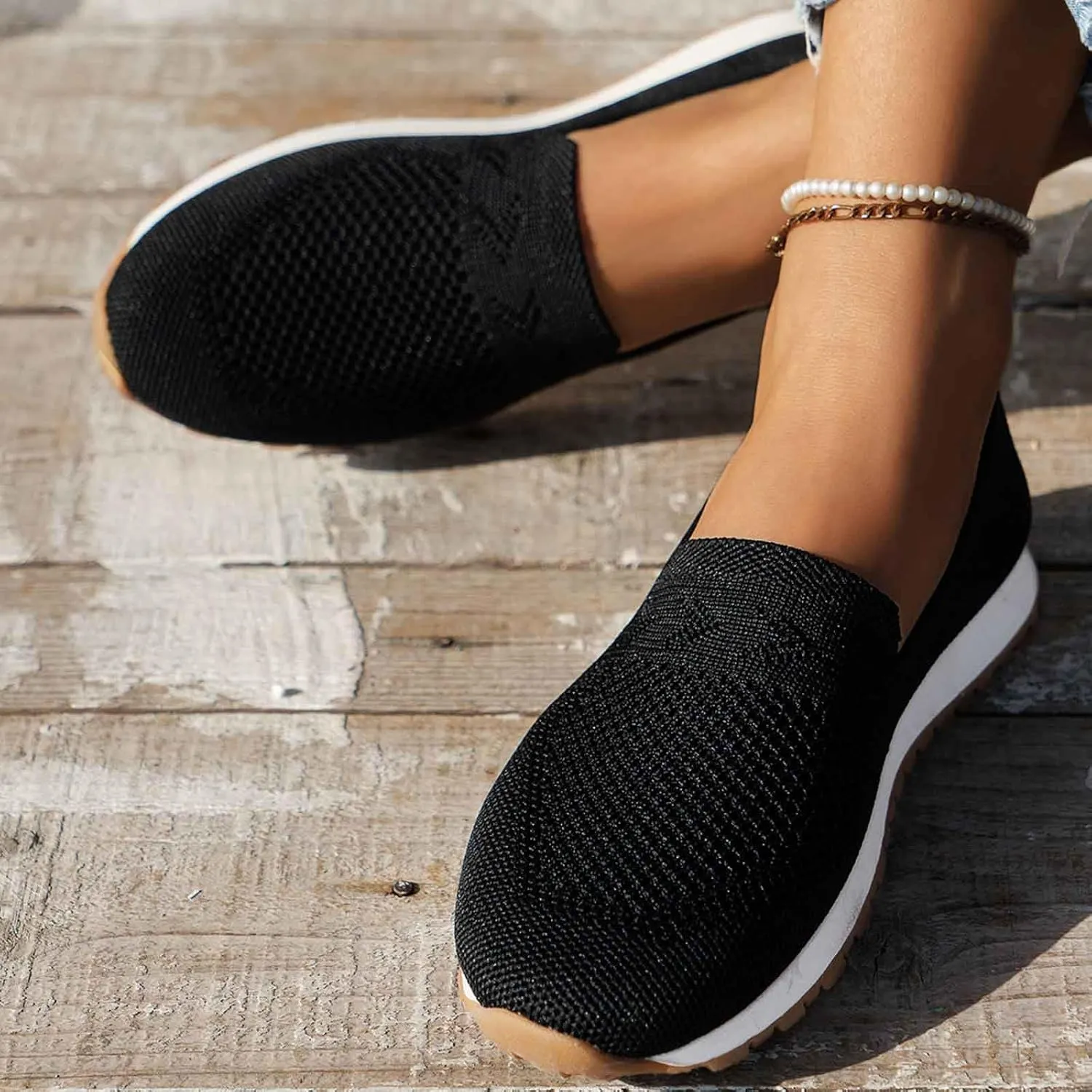 Women's Slip On Travel Soft Sole Comfortable Shoes Outdoor Solid Mesh Fashion Business Casual Shoes for Women Wedges