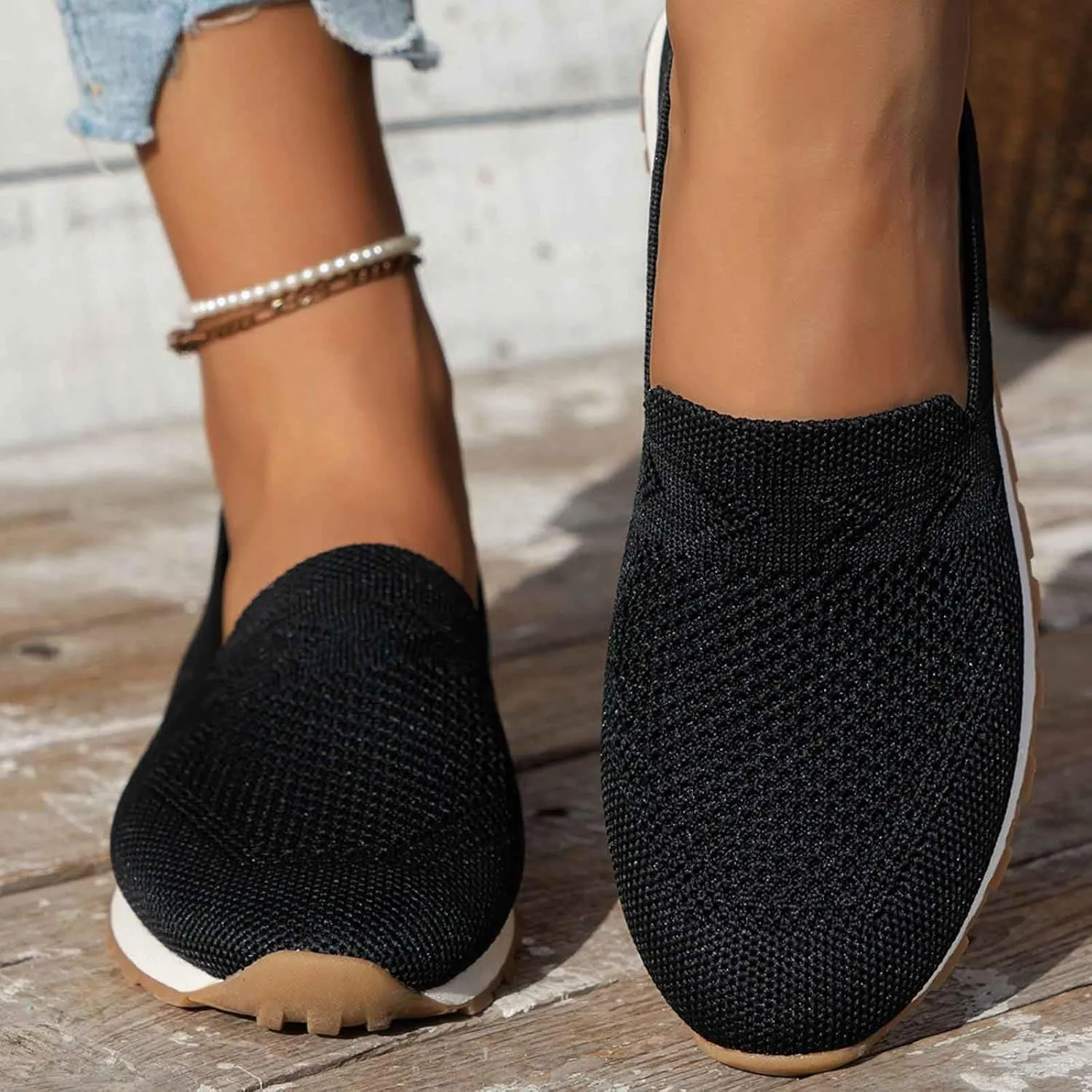 Women's Slip On Travel Soft Sole Comfortable Shoes Outdoor Solid Mesh Fashion Business Casual Shoes for Women Wedges