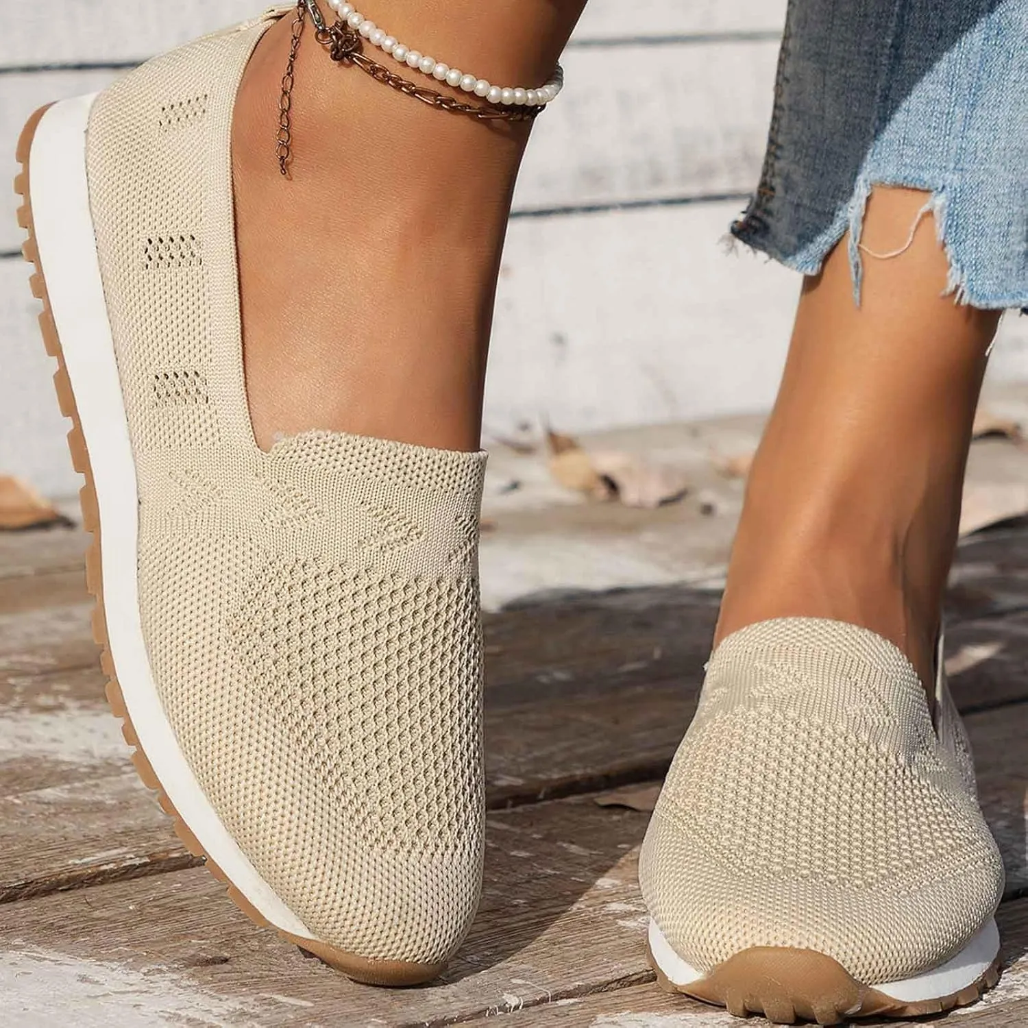 Women's Slip On Travel Soft Sole Comfortable Shoes Outdoor Solid Mesh Fashion Business Casual Shoes for Women Wedges