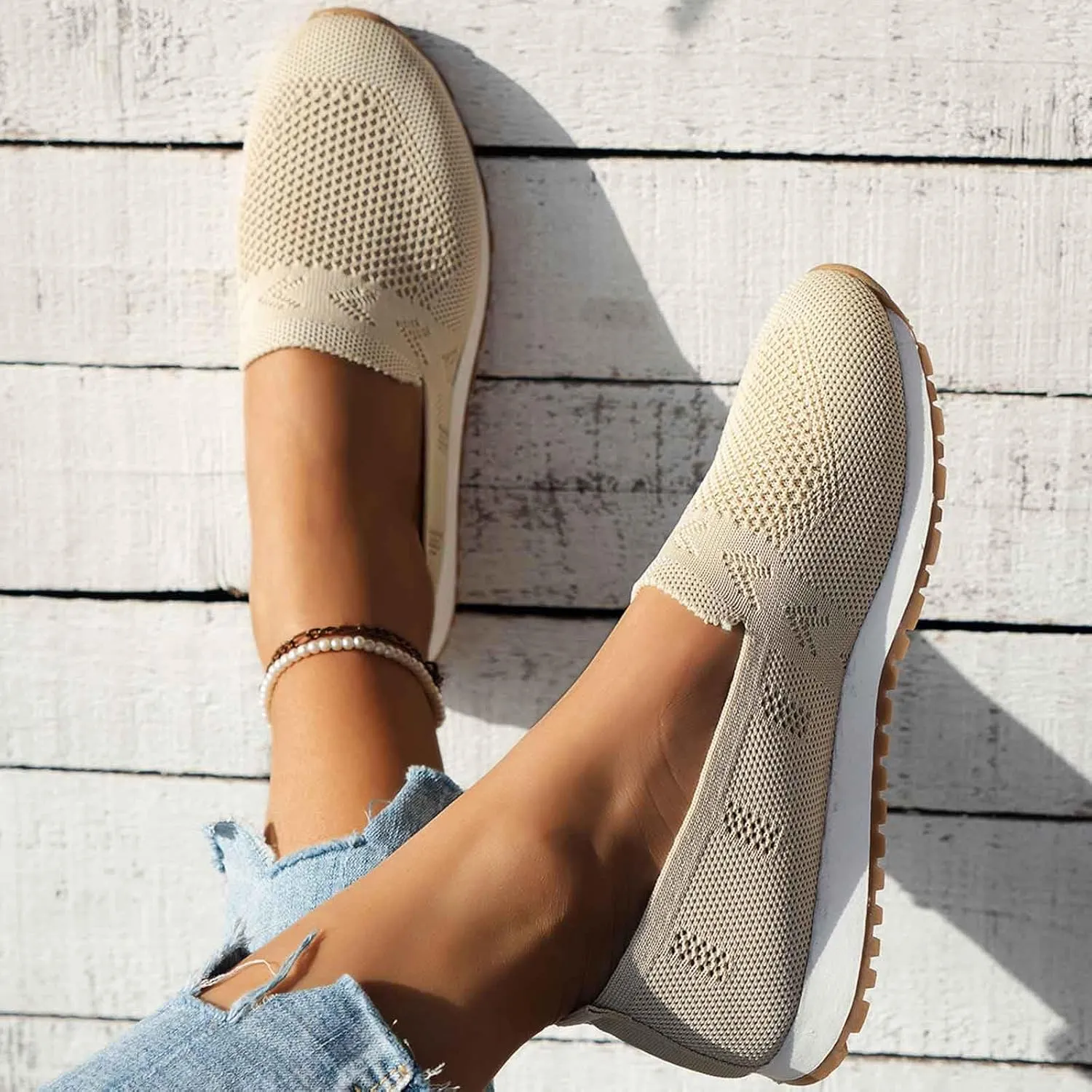 Women's Slip On Travel Soft Sole Comfortable Shoes Outdoor Solid Mesh Fashion Business Casual Shoes for Women Wedges