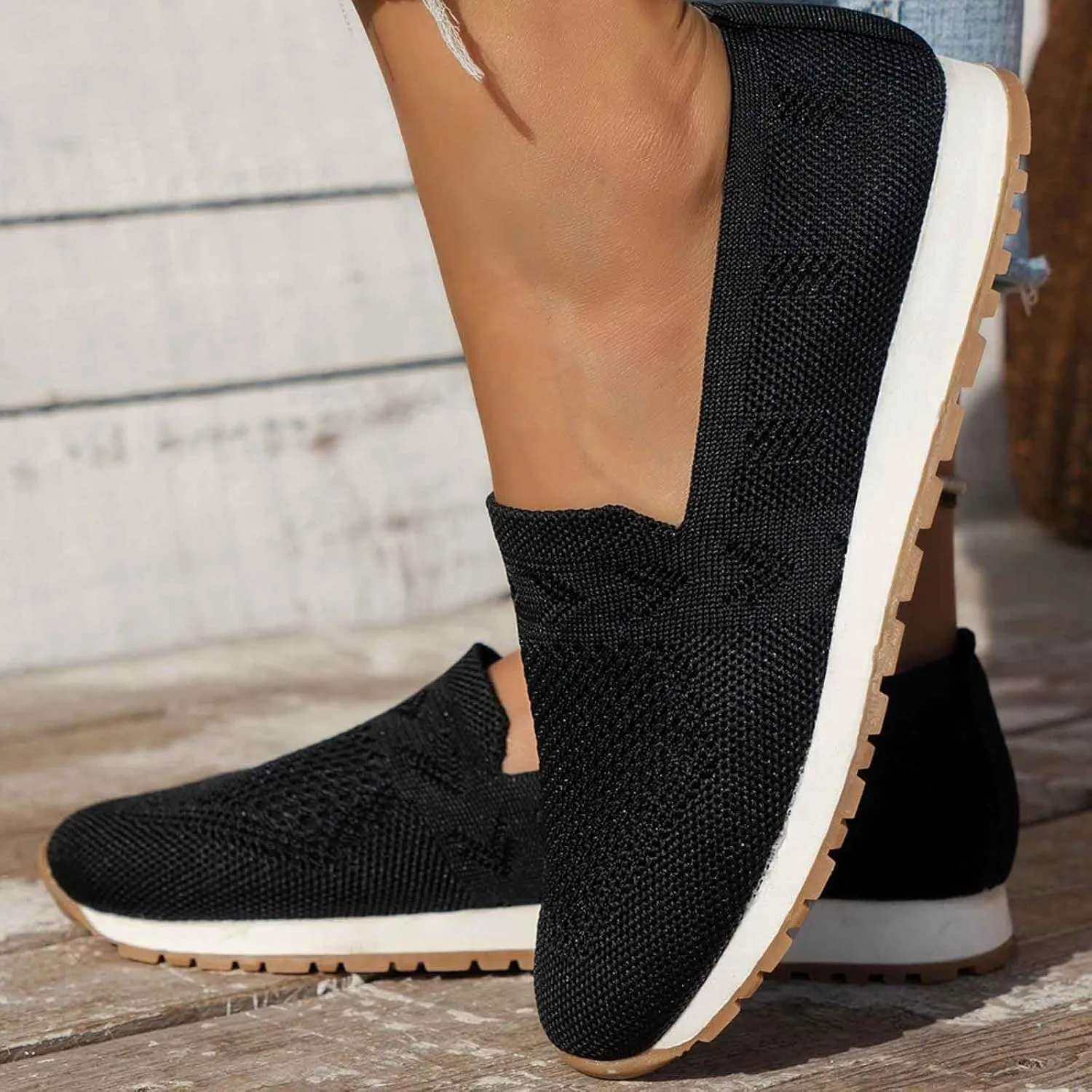 Women's Slip On Travel Soft Sole Comfortable Shoes Outdoor Solid Mesh Fashion Business Casual Shoes for Women Wedges