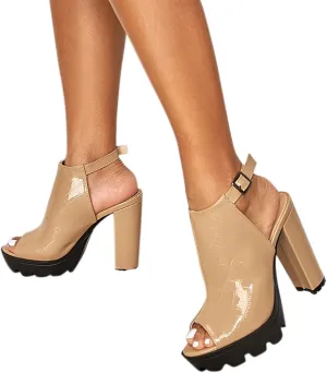 ZBYY Womens Peep Toe Heel Sandal,Buckle Strap Chunky Platform High Heel Dress Sandals Ankle Strap Party Dress Booties